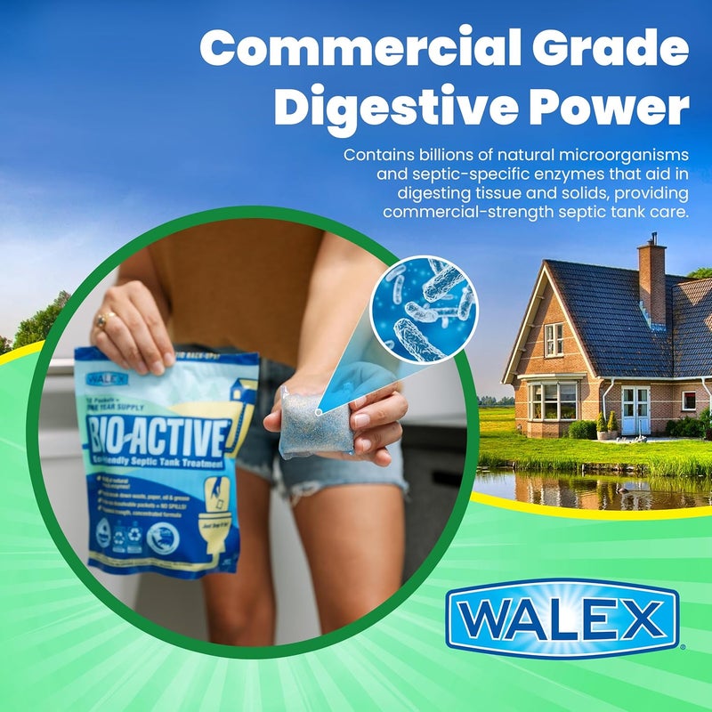 Walex Bio-Active Eco-Friendly Septic Tank Treatment - 12 Packets for 1 Year Supply with Beneficial Bacteria & Enzymes - Image 3